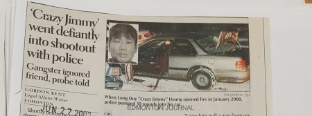 An Edmonton Journal article with a photo of Long Duy "Crazy Jimmy" Hoang and his car.